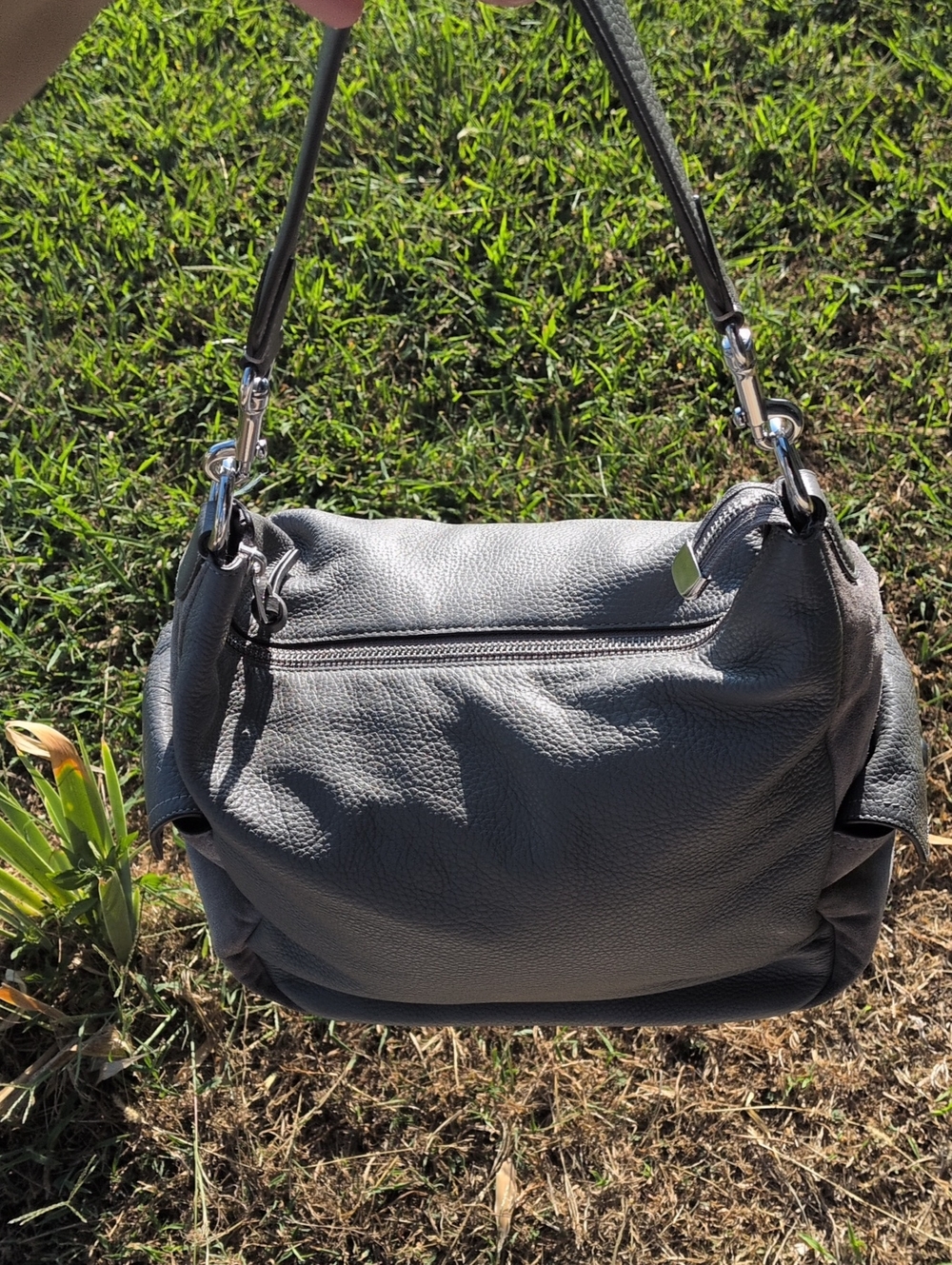 Coach Gray Pebbled Leather Shoulder Bag